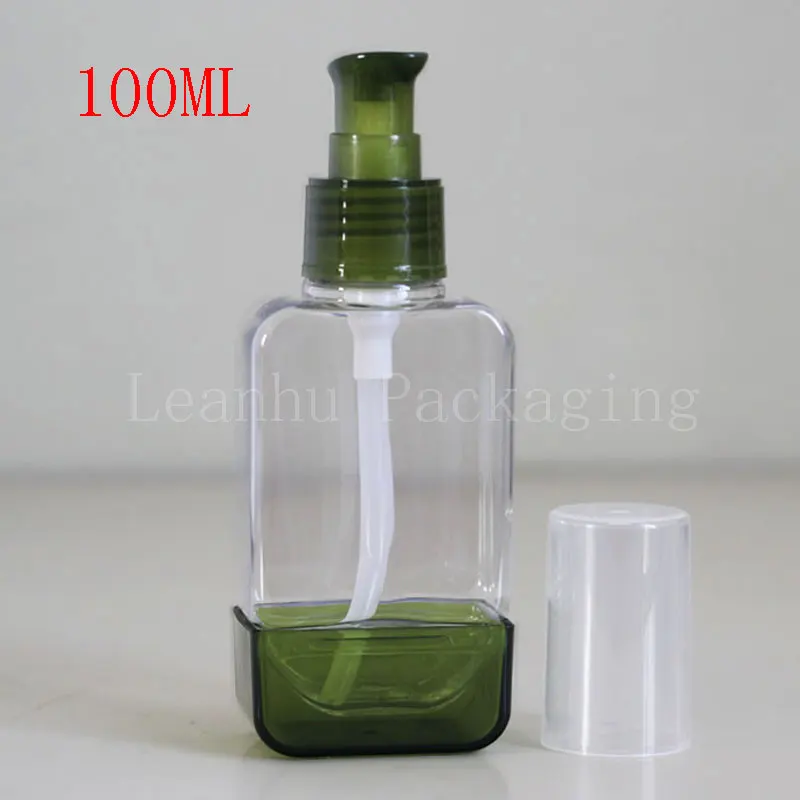 Wholesale 100ml Square Plastic Bottle , 100cc Emulsion/Cleaning Cream Pump Bottle , Comestic Packaging Container