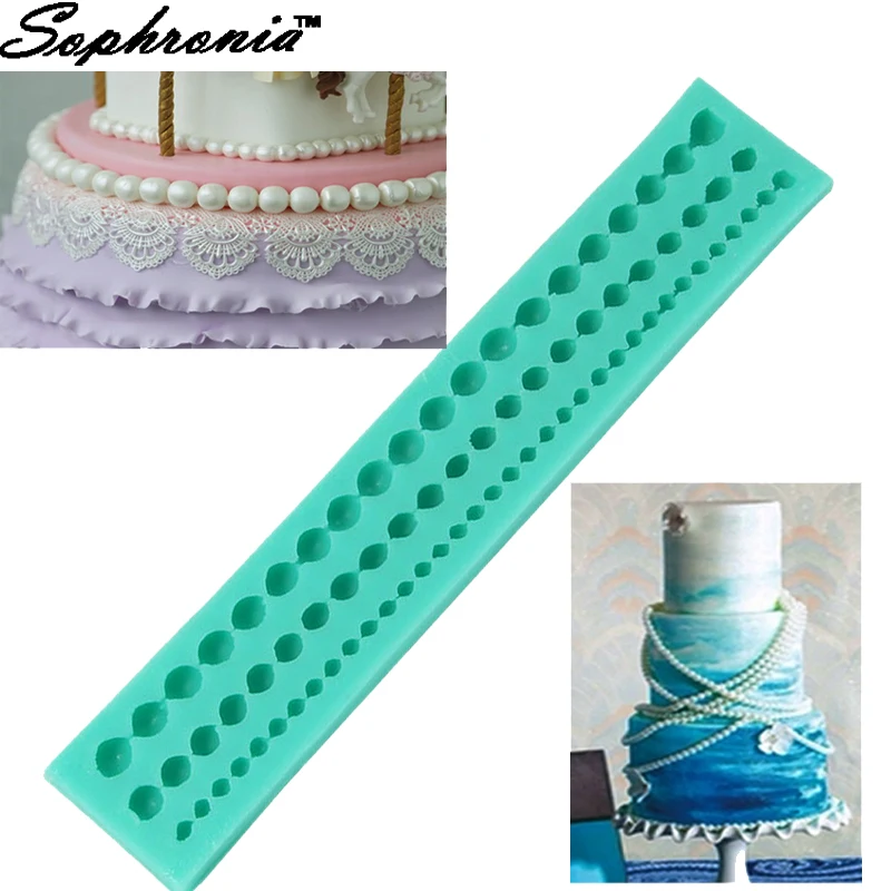 Sophronia Silicone 3 Strings Of Pearl Cake Pearl Fondant Sugar Paste Bead Mold Clay Mould Decorating kitchen accessories