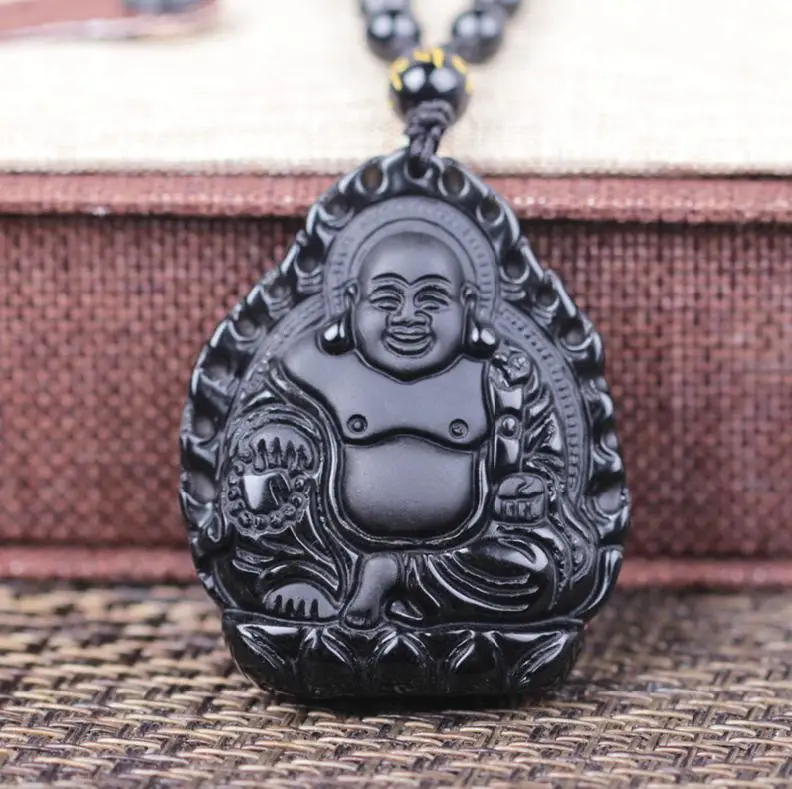 Ожерелье с подвеской из натурального камня ручной работы|necklace charm pendants|black buddha
