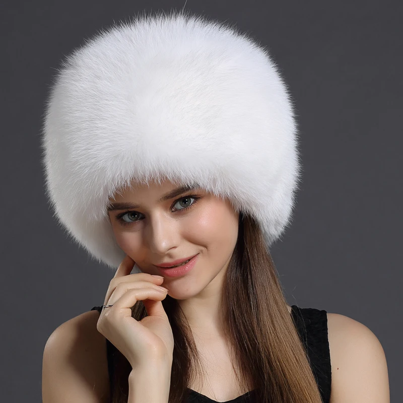 Зимние шапки с натуральным лисьим мехом, женские шапки-бомберы, зимняя Роскошная шапка-ушанка, шапки из натурального меха русской лисы с кроличьим мехом, верхняя шапка-бомбер