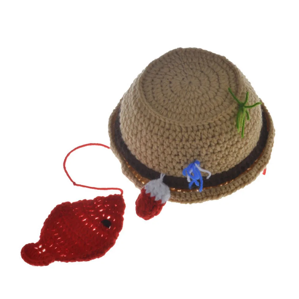 Новорожденный малыш вязаный Рыбак набор с рыбой детский рыболовный костюм