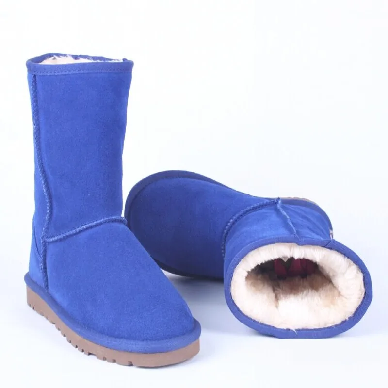 Royal Blue ; классические Водонепроницаемые зимние ботинки из натуральной воловьей кожи; шерстяные женские ботинки; теплая зимняя обувь для женщин; UVWP - Цвет: Royal Blue