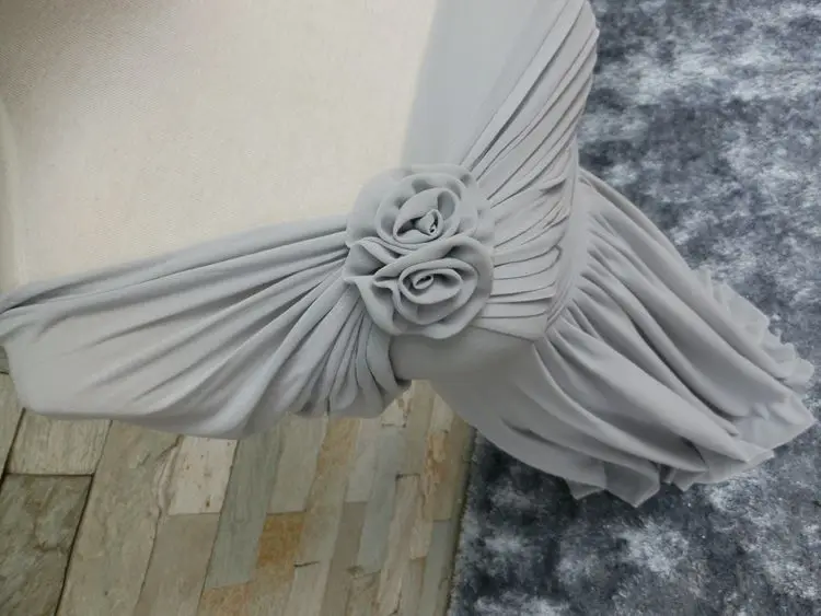 Платья для подружек невесты с открытыми плечами серые Серебристые набивные