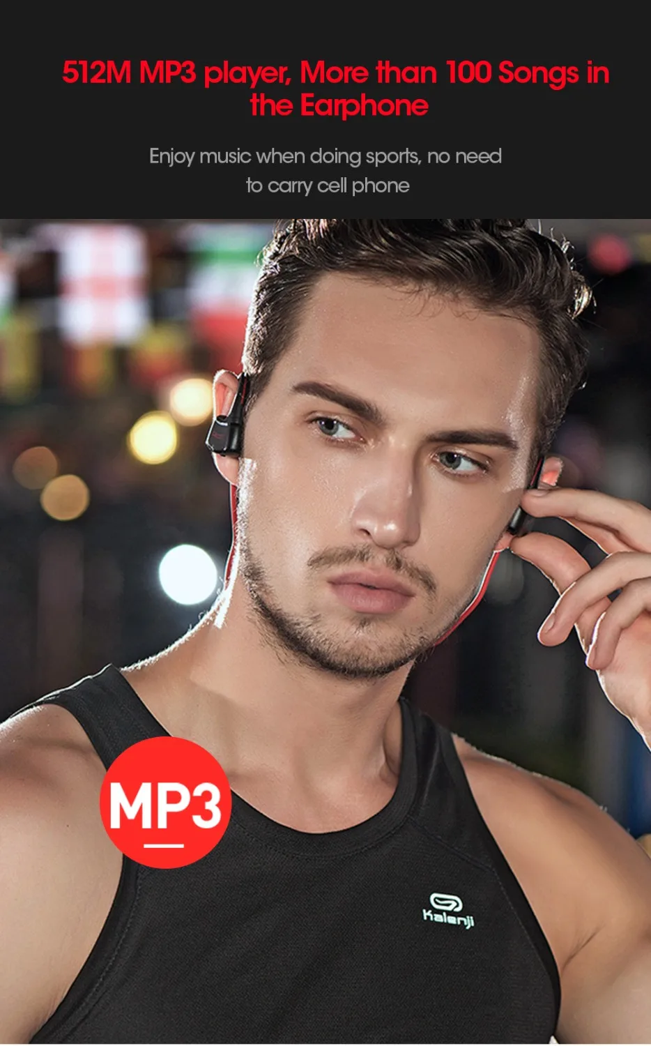 Dacom Новый P10 MP3 наушники плеера IPX7 Водонепроницаемый стерео спортивные