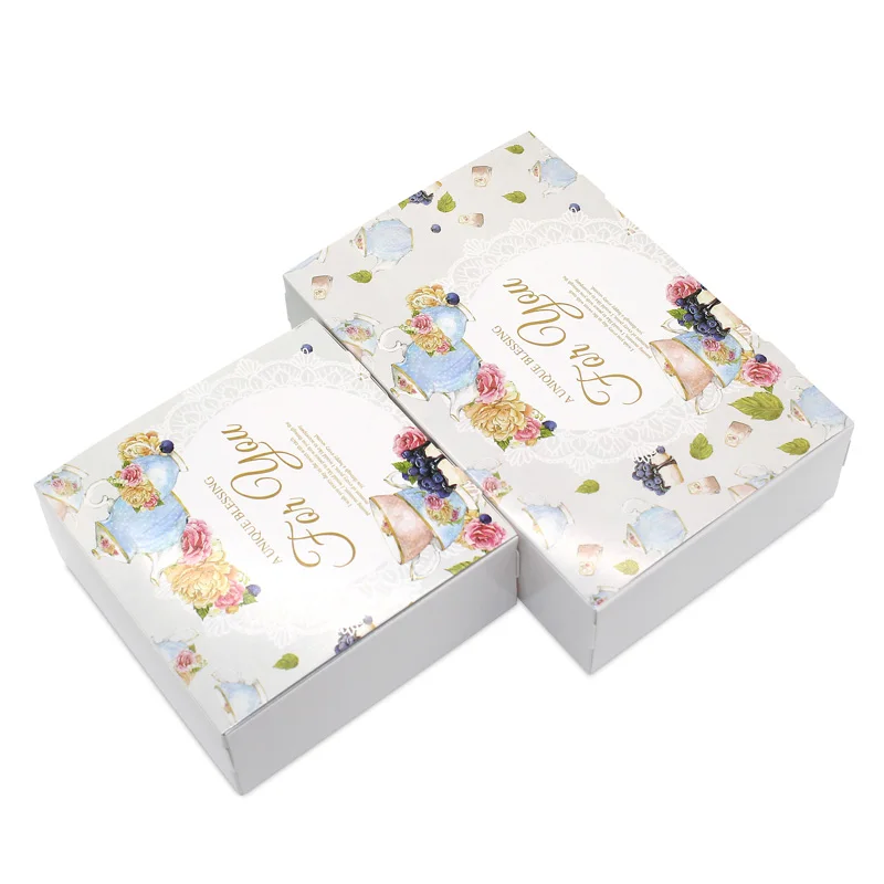 

100 pcs British Flower cupcake boxes Gift Packaging Wedding Party Maccaron baking Package Vintage Floral Kraft paper cake box