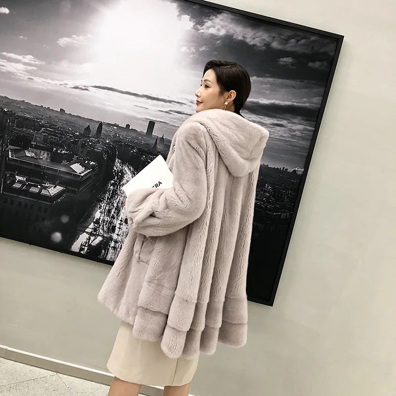 Haining мех трава новая импортная Вельветовая норковая шуба Женская длинная | одежда