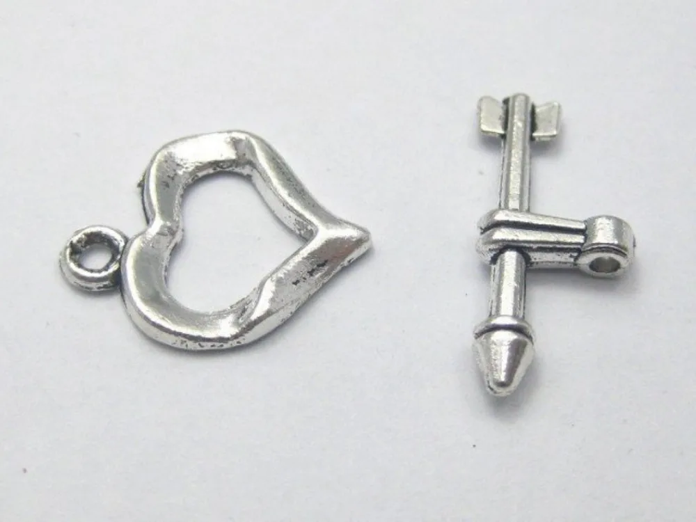 100 комплектов тибетских серебряных застежек в виде любящего сердца и стрел | Дом