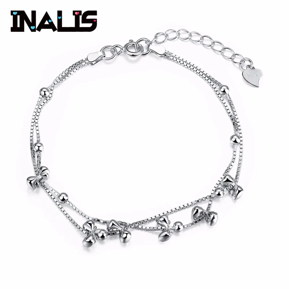 INALIS новый элегантный S925 серебряный браслет и для Для женщин круглый шар с бантом