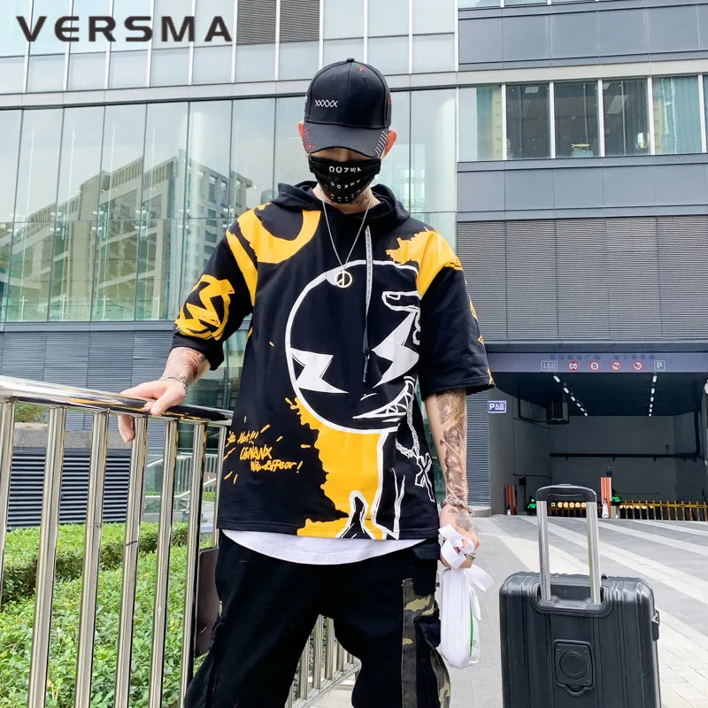 VERSMA летний корейский Harajuku кепки в стиле граффити мужские футболки с принтом