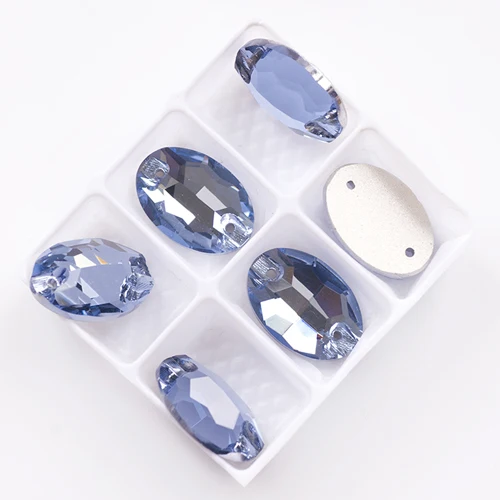 Light Sapphire YANRUO 3210 овальные стеклянные стразы для шитья с плоской задней частью Стразы для рукоделия - Цвет: Light Sapphire