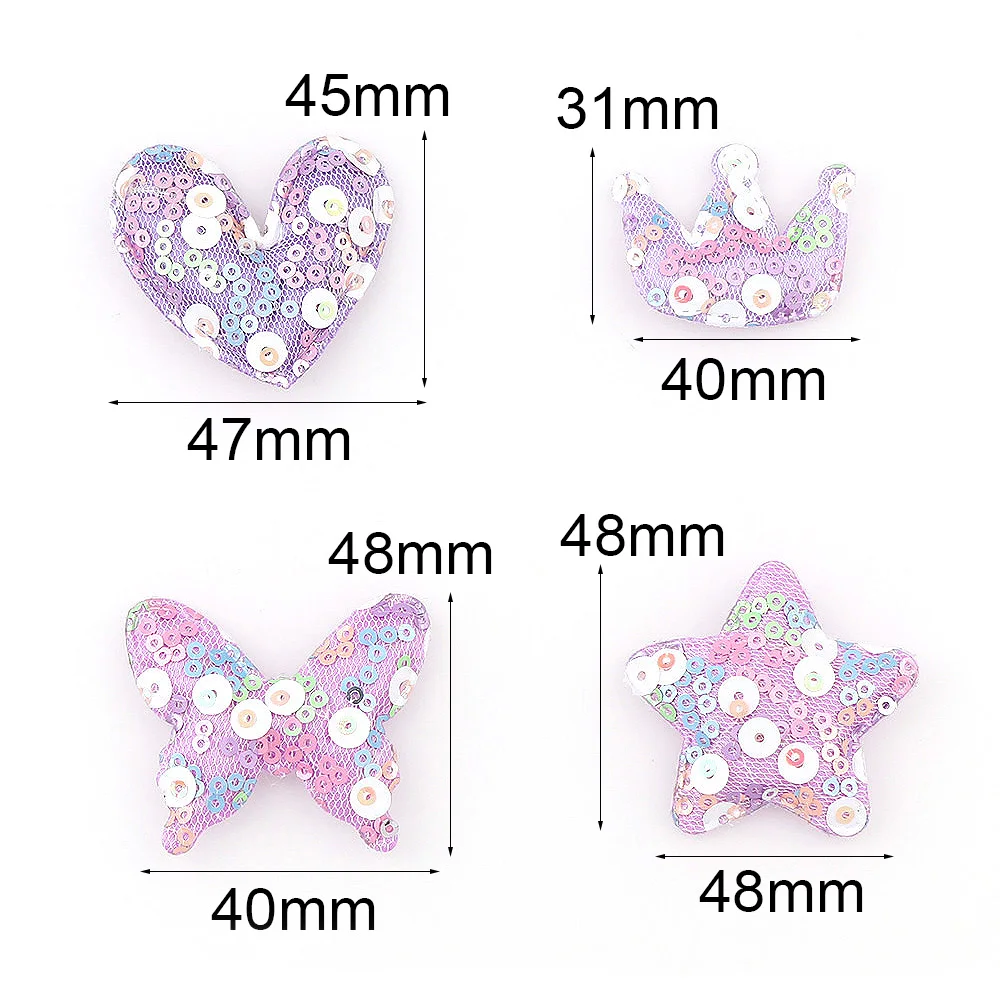 5Pcs Mix Colorful Sequins Lovely Heart Butterfly Pentagram Felt Fabric Patches For Clothes DIY Scrapbooking Accessories | Дом и сад