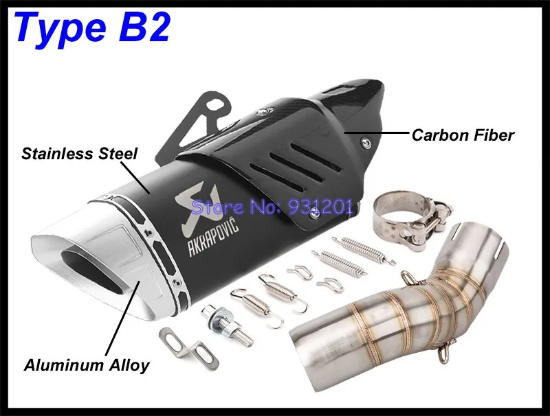 Выхлопная труба мотоцикла для Kawasaki Z900 2017 2018 2019 A2 средняя с Akrapovic глушитель