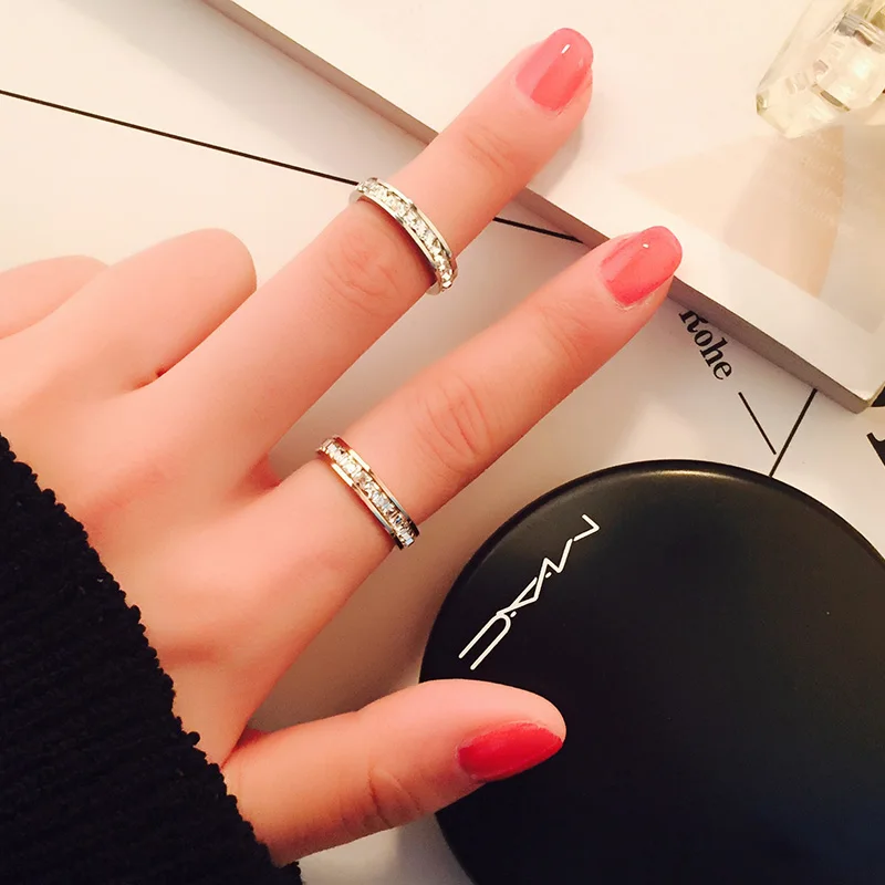 Кольца YUN RUO из розового золота роскошные кольца с кристаллами циркония для