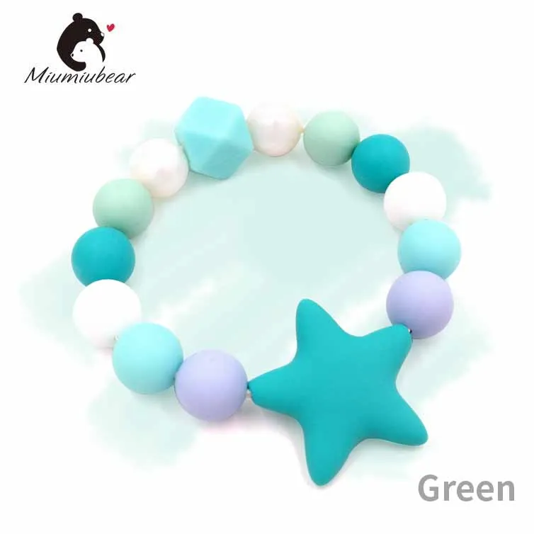 Детский силиконовый Прорезыватель для зубов жевательный браслет радужные