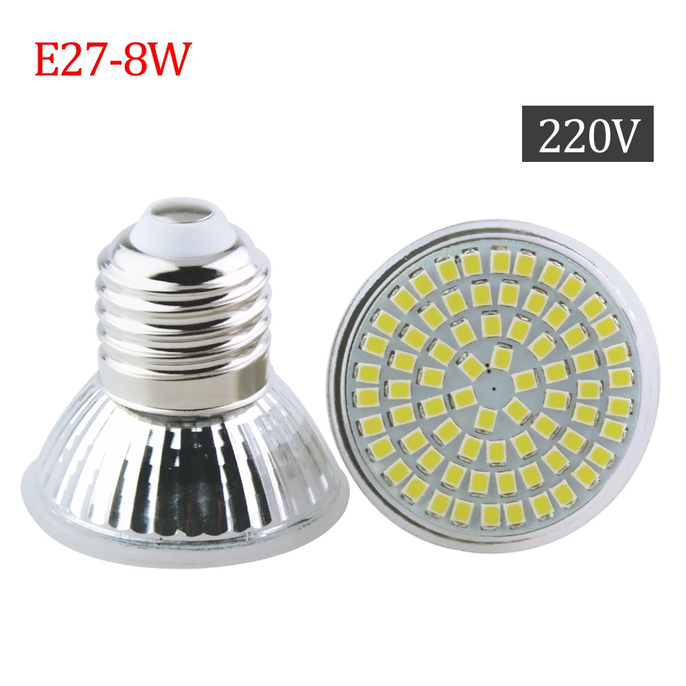 Полноразмерная Светодиодная лампа 8 Вт E27 GU10 MR16 Bombillas Led SMD2835 AC220V 230V Ampoule для