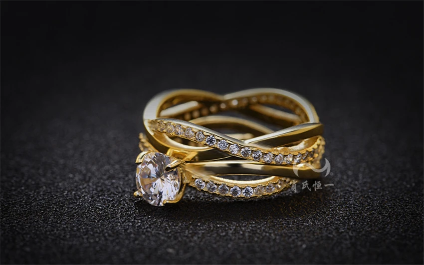 Благородный Золотой Цвет 1Ct Тест Положительный G H Moissanite бриллиантовые кольца