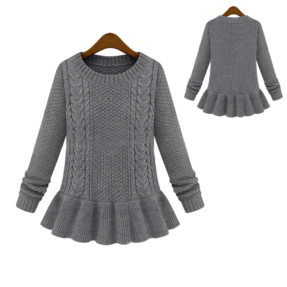 2019 Gaorui Spring New Woman Tops Autumn Female Sweater Coat Long Round Collar Loose Knit Women plus size | Женская одежда