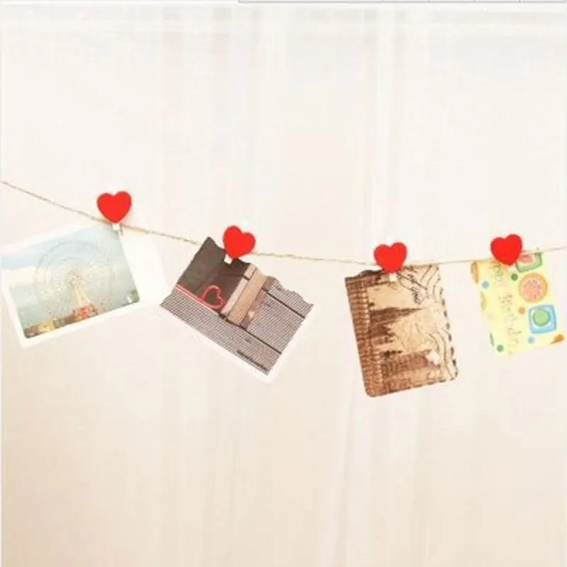 10 штук упак. красное сердце мини деревянный зажим для изготовления фотографий