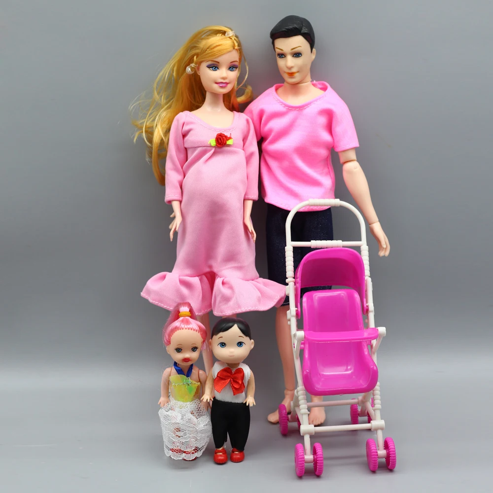 Fashion Toys Family 5 People Dolls 1Mom / 1Dad 1 Little Kelly Girl 1Son Baby Real Pregnant Doll toys | Игрушки и хобби