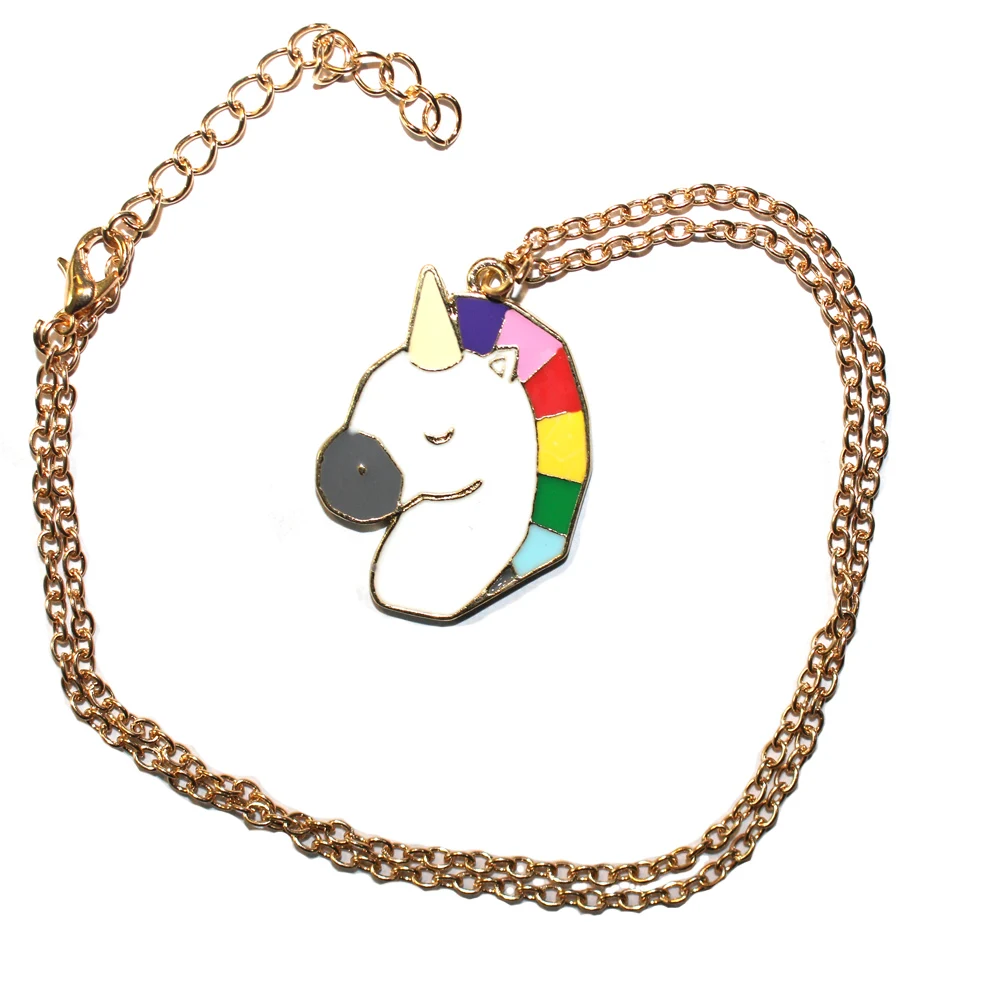 OMORFOUS Latest Fashion Cute Unicorn Head Pendant Alloy Chain Necklace Jewelry for Baby Girls Women Nice Gift | Украшения и