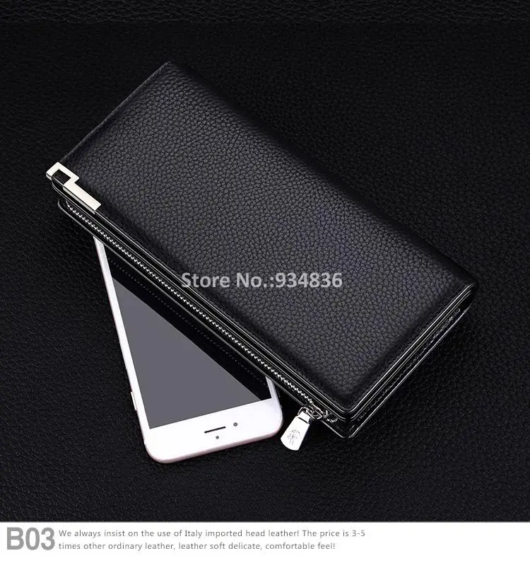 Модный Длинный дизайнерский мужской кошелек из натуральной коровьей кожи, металлический угловой кошелек для телефона, Роскошный кошелек черного цвета#129