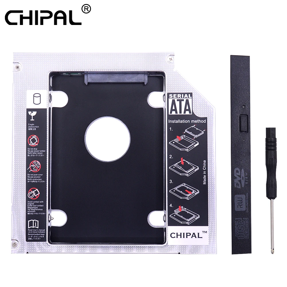 CHIPAL Универсальный 2nd HDD Caddy 12 7 мм SATA для 2 5 &quot12 9 чехол SSD корпус ноутбука CD / DVD
