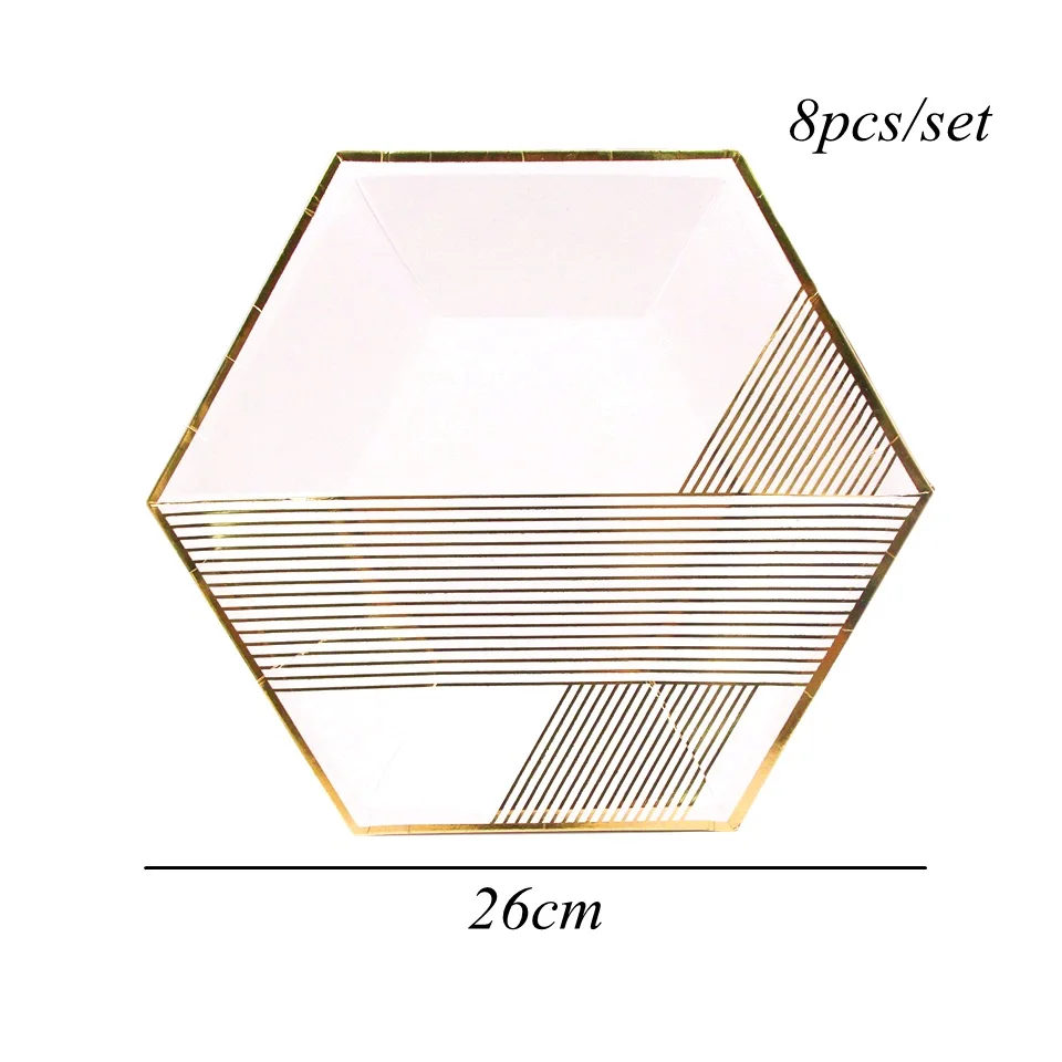 8pcs whitegold plate 1 компл. Розовое золото решетки одноразовые столовые приборы набор Bling бумажный стаканчик/тарелка/салфетка украшение стола для свадьбы День рождения партии поставки - Цвет: 8pcs whitegold plate