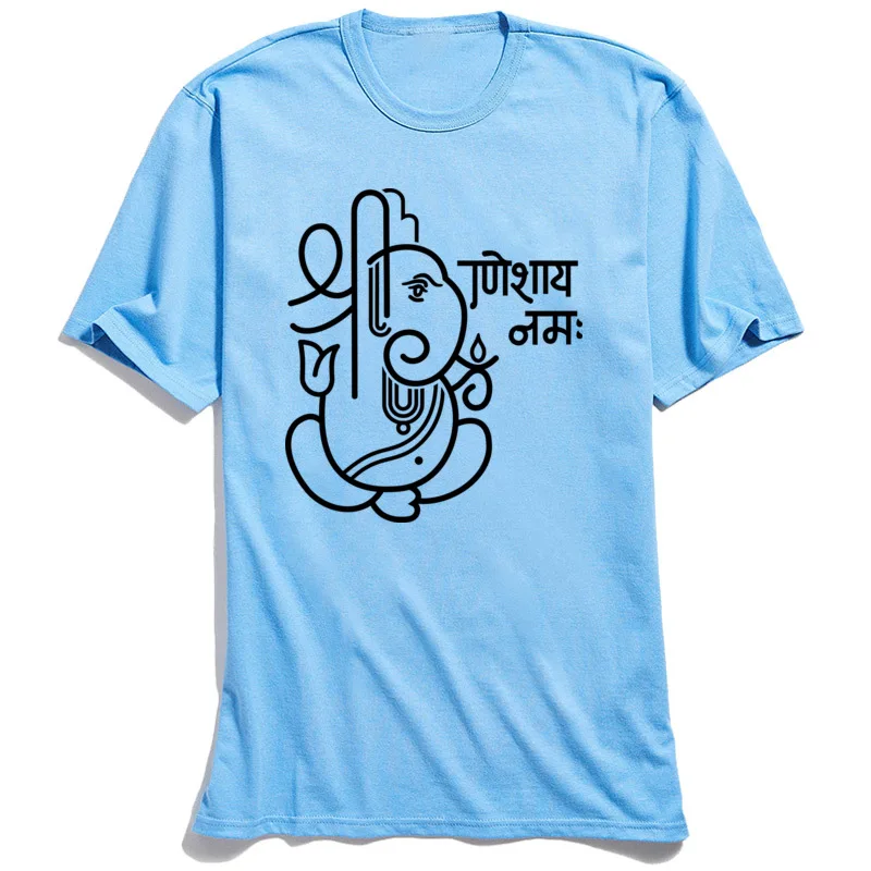 Ganesha футболка для мужчин Ganapati слон Милая Мужская 100% хлопок ткань белые черные