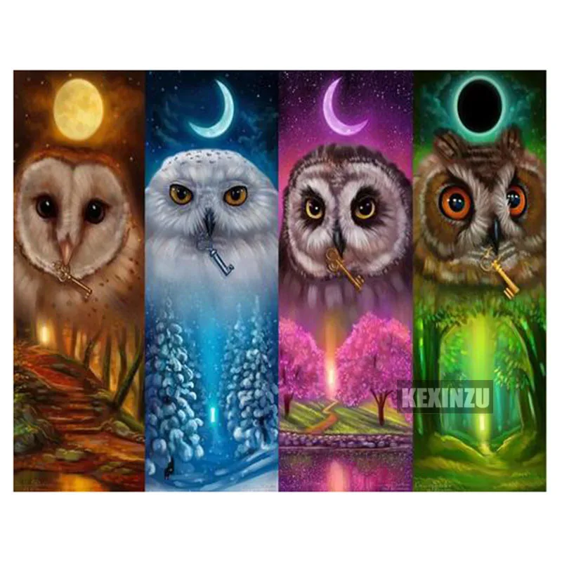 

Needlework Diy Diamond PaintingOwl and moon Cross Stitch Embroidery Square Illustration Full Rhinestone Mosaic