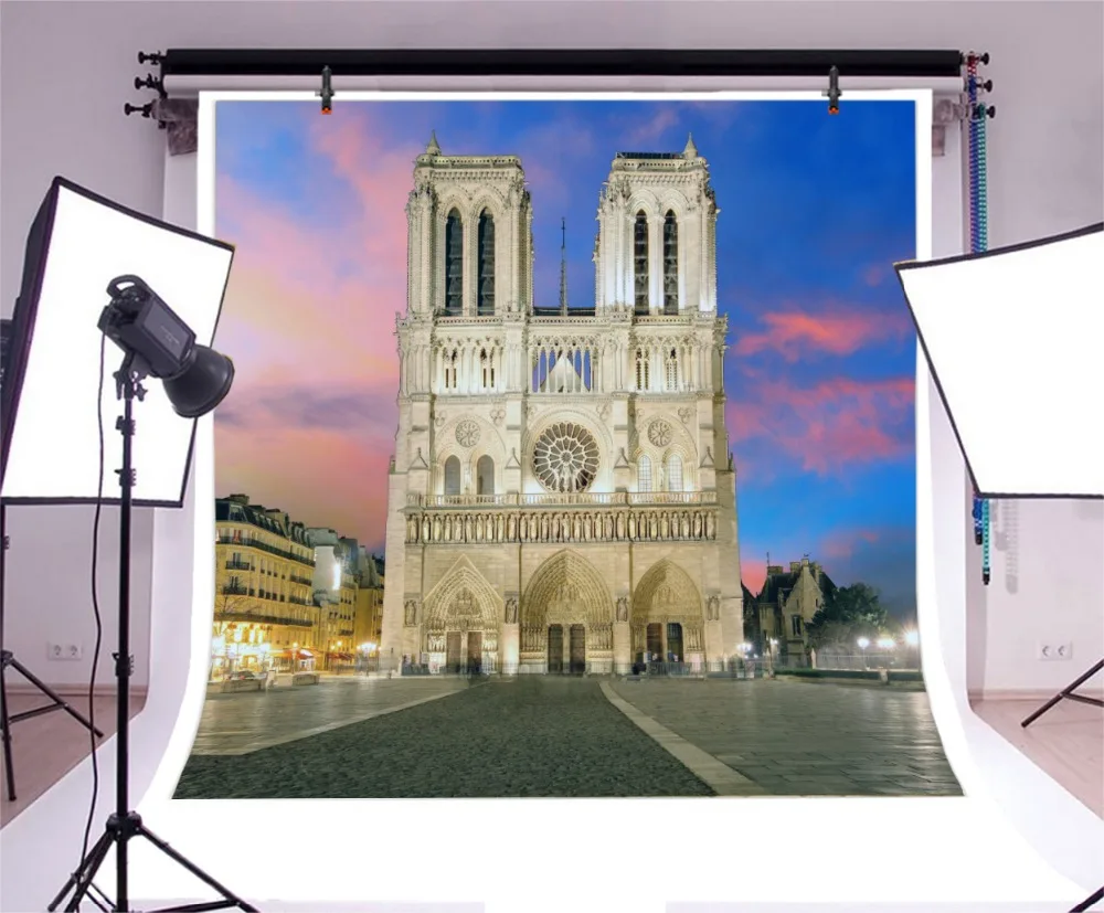 Laeacco Фото фоны Notre Dame De Paris Town Resorts Живописный фон для фотосъемки Студийная