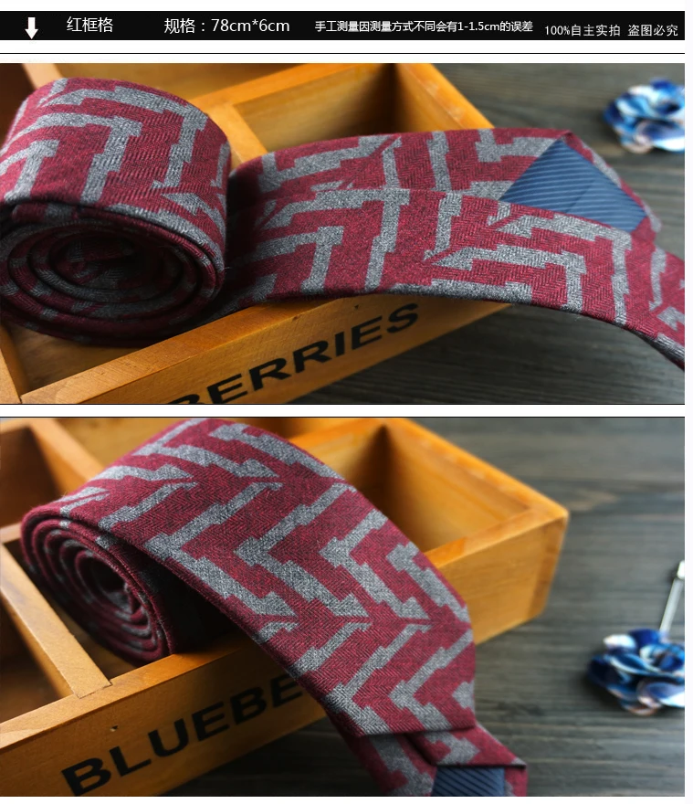 Мужской узкий галстук в клетку красный синий хлопковый для свадьбы 6 см 2019 |