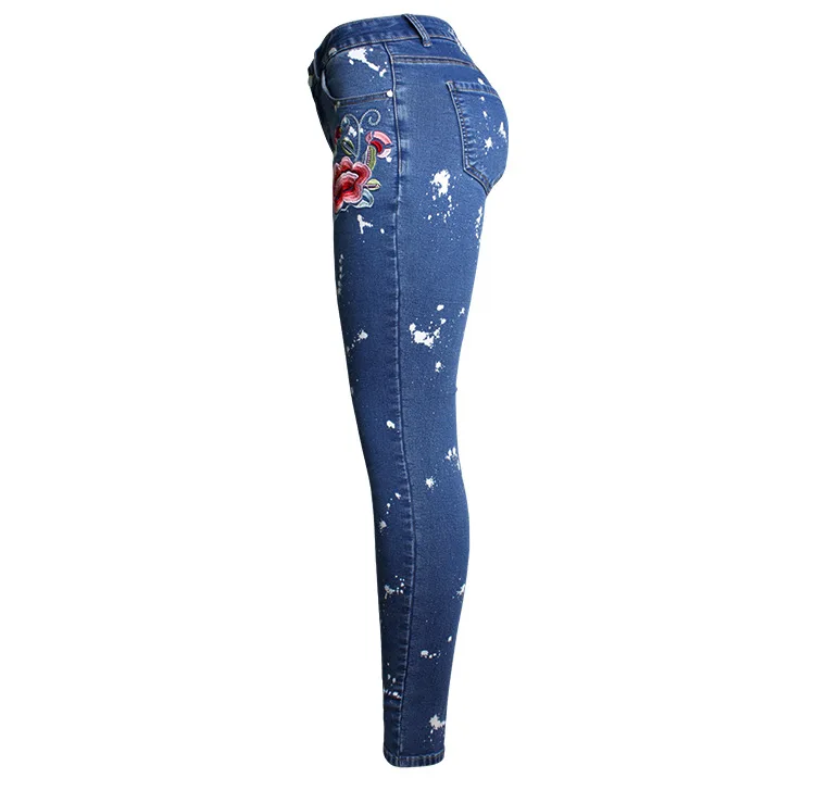 Новые модные женские узкие джинсы с вышивкой и эффектом пуш ап|jeans with|calca jeansfashion