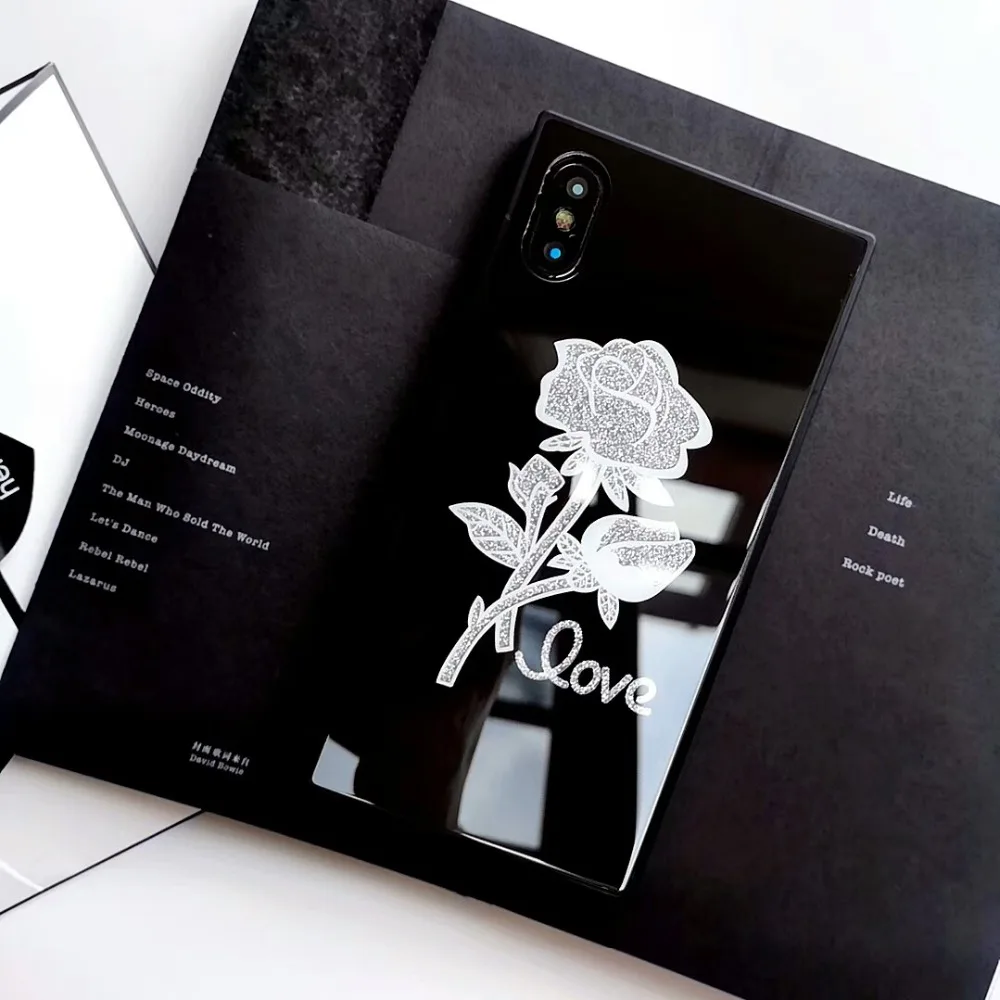 Чехол Easterm Rose Flower Square 7 чехол из закаленного стекла для телефона iPhone X 8 8Plus 6 6s
