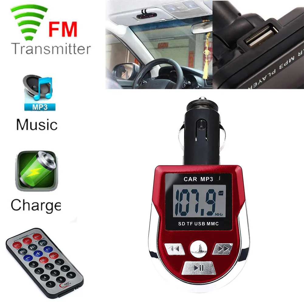 MP3 плеер mosunx беспроводной fm передатчик модулятор автомобильный комплект USB SD MMC ЖК