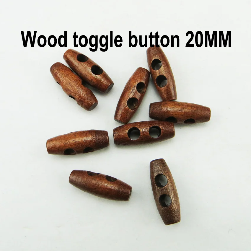 

100PCS 20MM Brown Wooden Horn Toggle Clothes Sewing Button Clothing Accessory Coat Buttons WHB-085