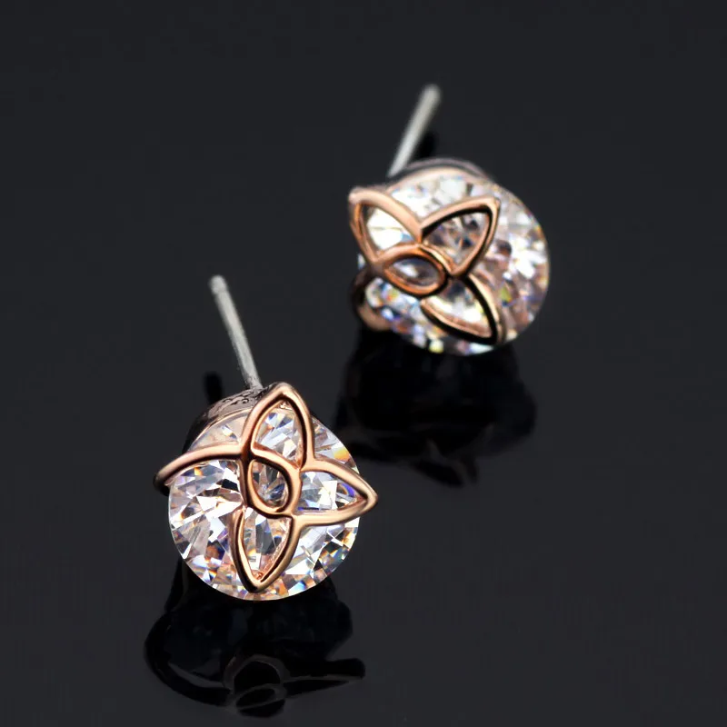 Серьги гвоздики Neoglory в форме цветка цвета розового золота для женщин модные