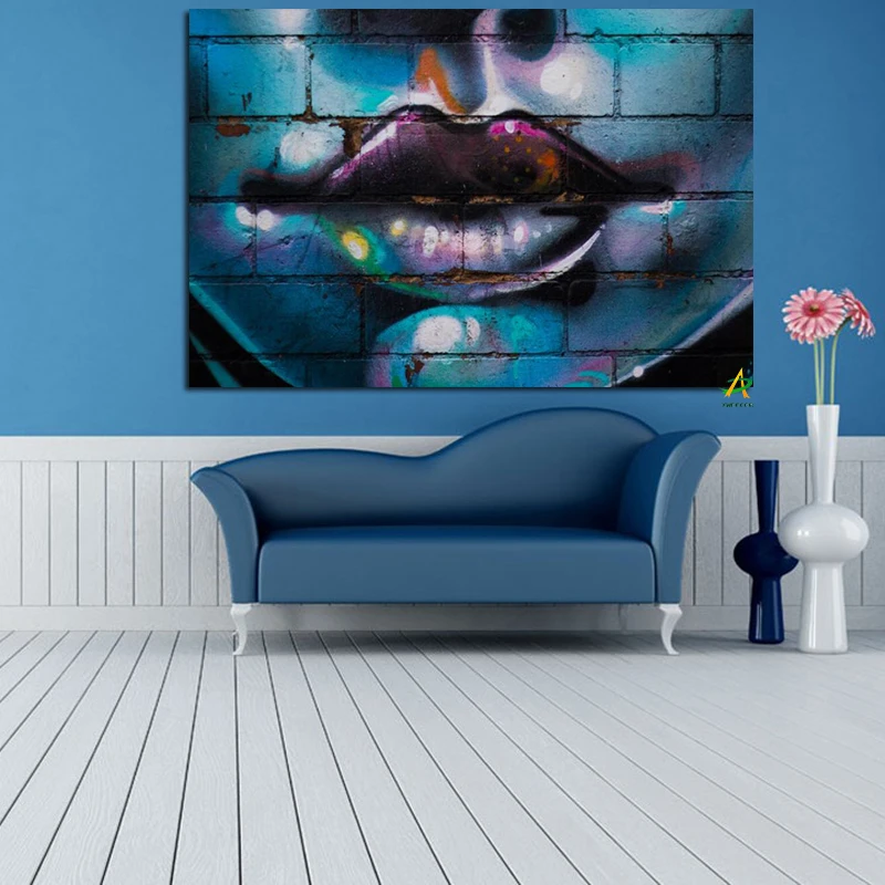 YWDECOR HD Печать Граффити искусство женские с красными сексуальными губами живопись