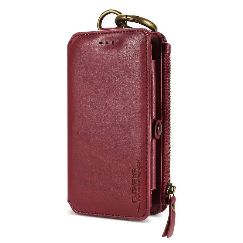 Роскошный чехол FLOVEME из искусственной кожи для iPhone XS Max X 10 XR Fold Flip Stand Wallet, чехлы для iPhone 7 8 6s Plus, сумка Capinha чехол кошелек для телефона айфон 5s - Цвет: Red