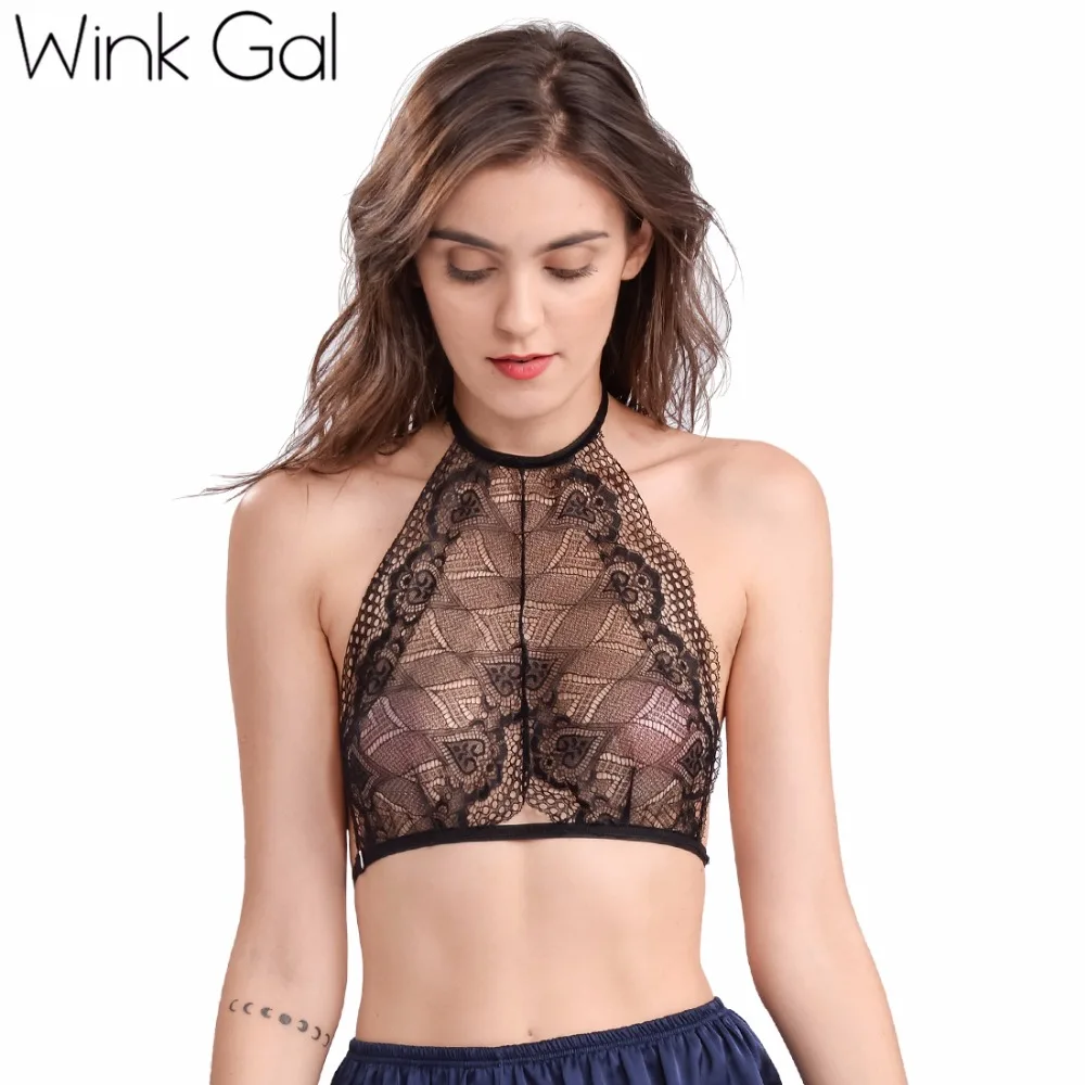 Wink Gal 2018 сексуальный женский укороченный топ с открытой спиной кружевной