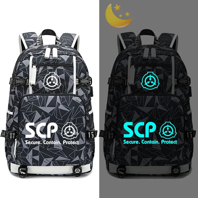 Style B SCP специальные процедуры удержания рюкзак с отражающими вставками usb зарядка многофункциональная сумка для ноутбука сумки для школьников и студентов дорожная сумка - Цвет: Style B