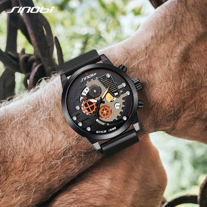 SINOBI Creative Mens Sport Watches Luxury Quartz Watch Men's Chronograph Clock Relogio Masculino 2019 New Male Watches #9787