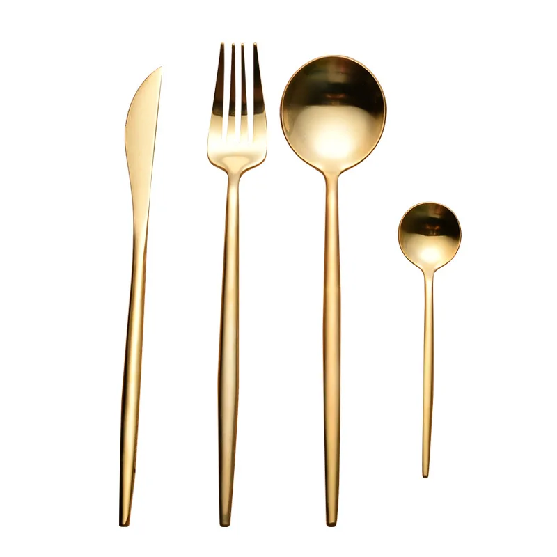 Набор черной посуды из нержавеющей стали 304 набор золотых столовых приборов