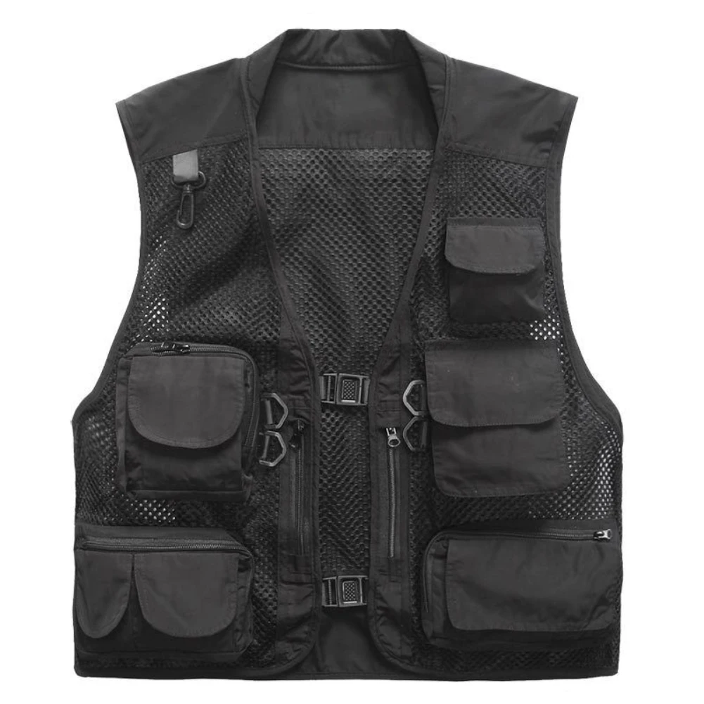 Мужская Летняя тонкая куртка жилет с несколькими карманами и сеткой для рыбалки