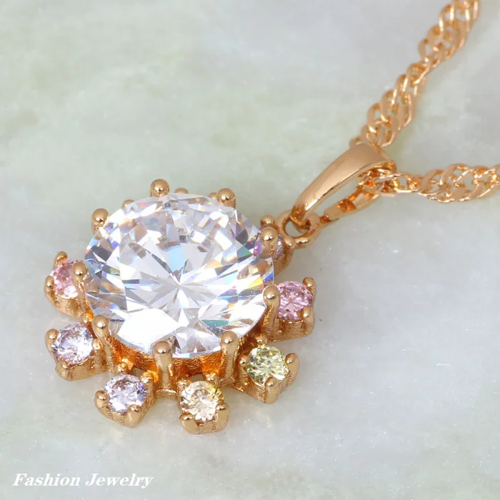 Продвижение желтого золота красочный Кубический Цирконий ожерелья и подвески