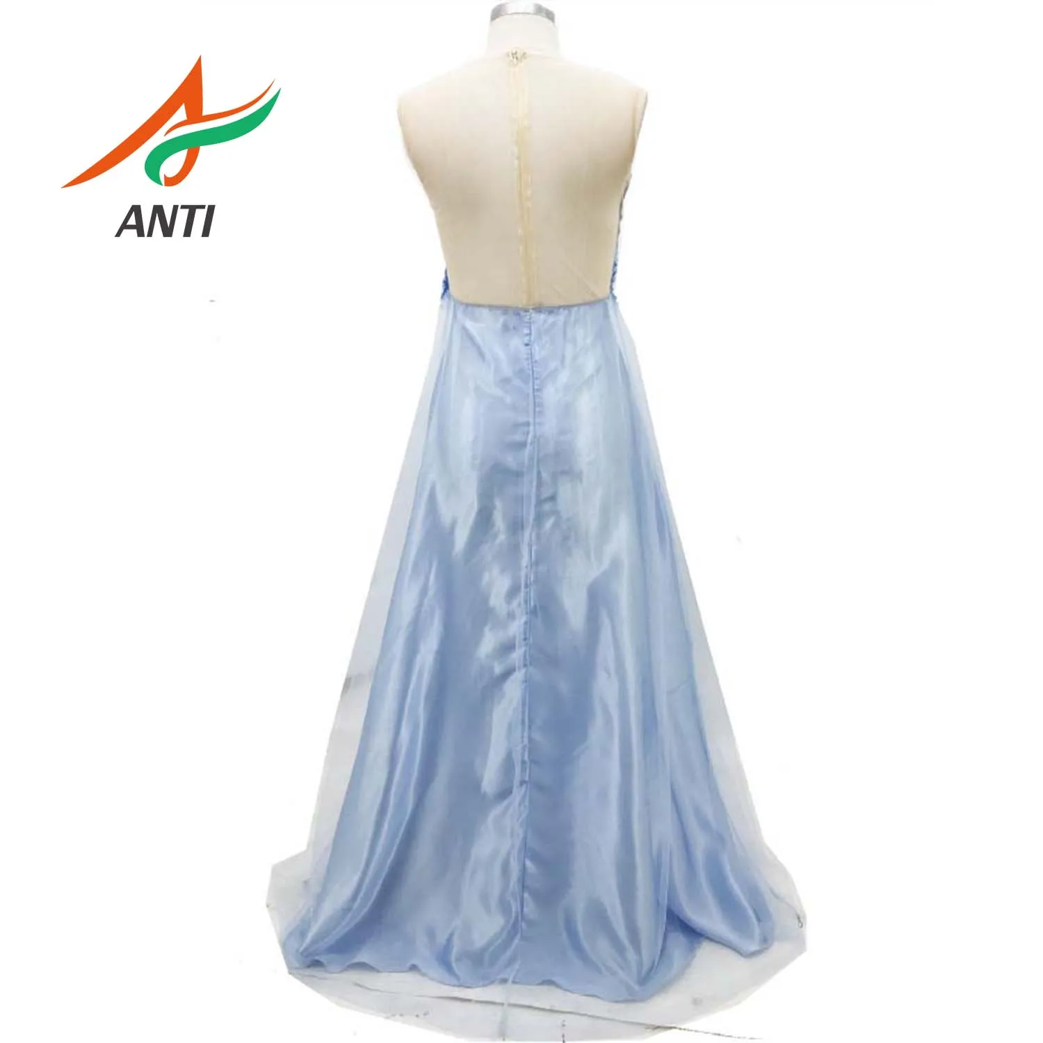 

ANTI Tulle Applique 3D Flowers Long Prom Dress Sheer Back Sleeveless Formal Gown O-Neck Floor Length Evening Dress vestido festa