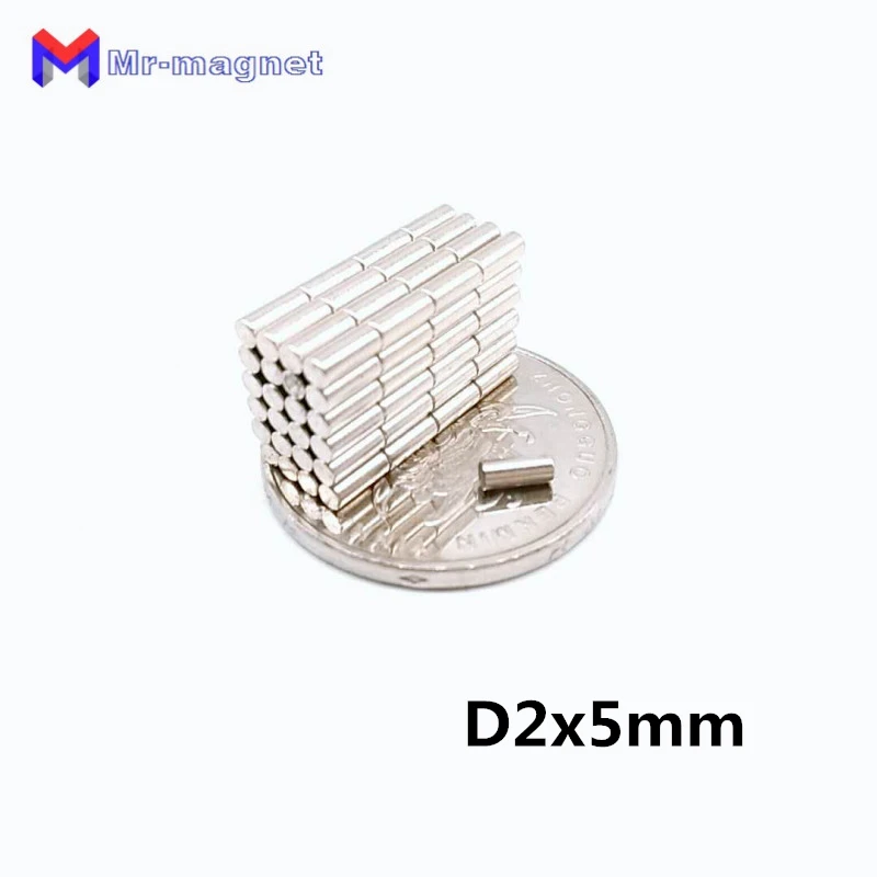 200pcs D2x5mm Rare Earth Neodymium Magnet 2x5 2*5 mm N35 Art Craft refrigerator 2mm x 5mm magnet D2*5 mm