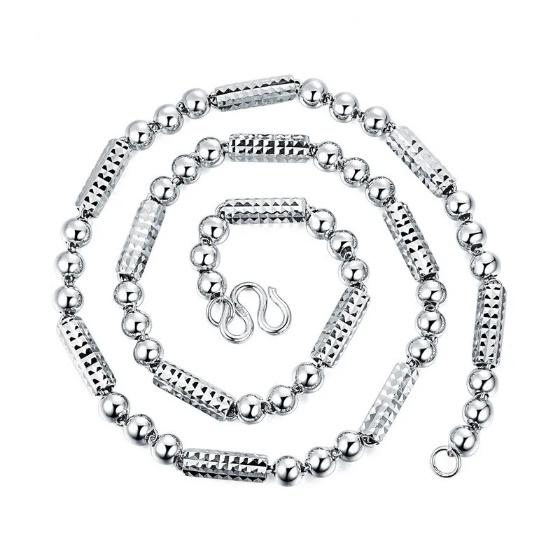 

Genuine Solid Silver Necklace 925 Sterling Silver Hexagonal Bead Necklace Men's Charm Jewelry