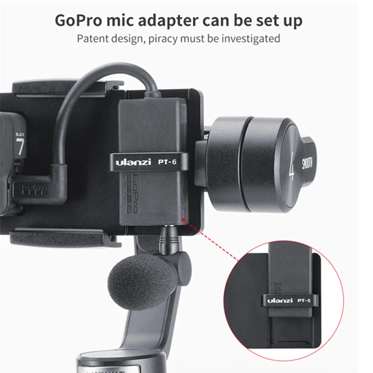 PT-6 для Gopro Vlog пластина с микрофоном адаптер для 3 оси Gimbal Moza Mini S Smooth 4 Vimble 2 Vlogging металлический чехол для Gopro 7 6