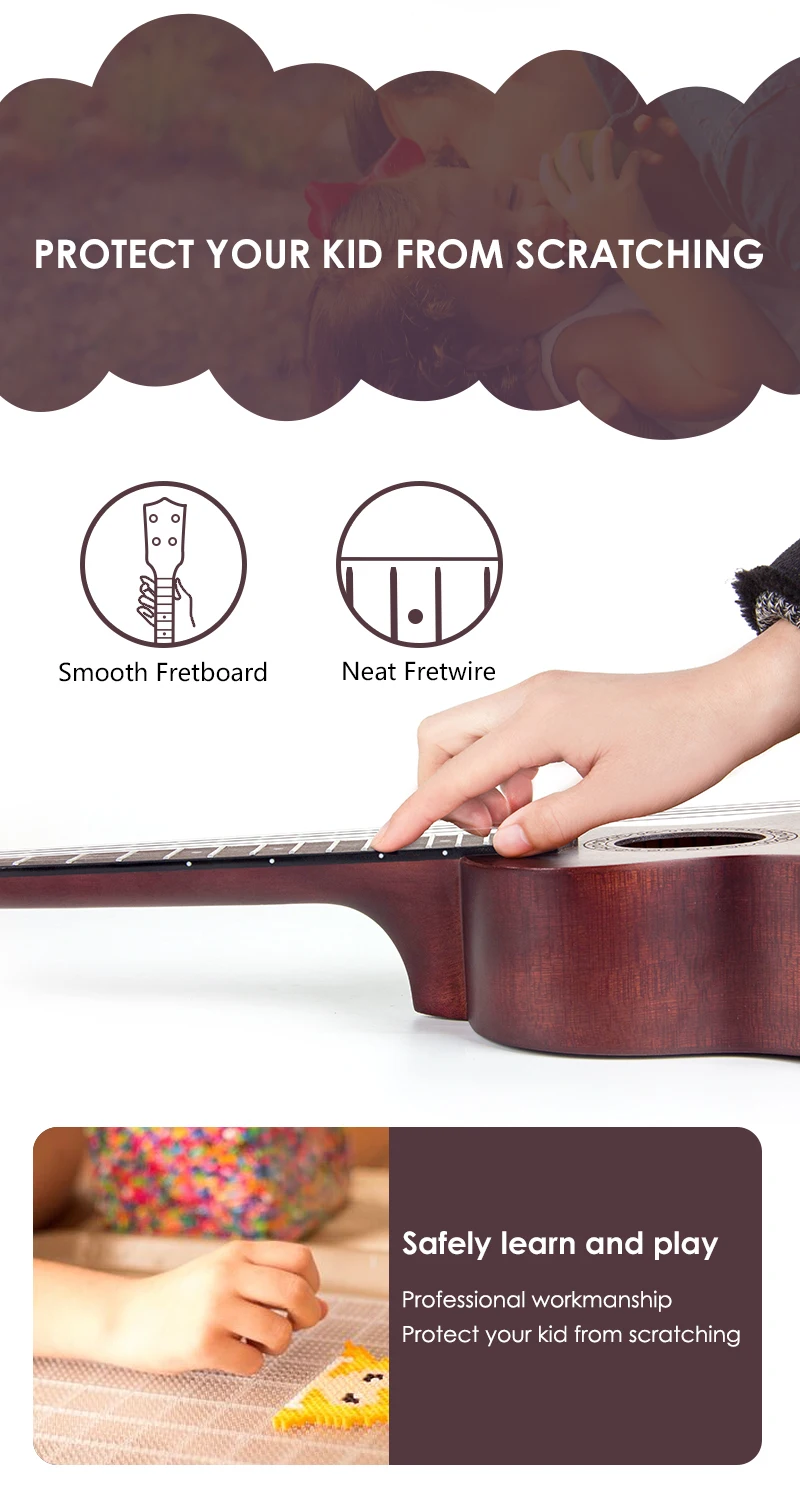 Kmise Гавайские гитары Укулеле сопрано Ukelele красное дерево 21 дюймов Гавайские гитары наборы с подарками Gig Bag тюнер струнный ремень буклет для начинающих