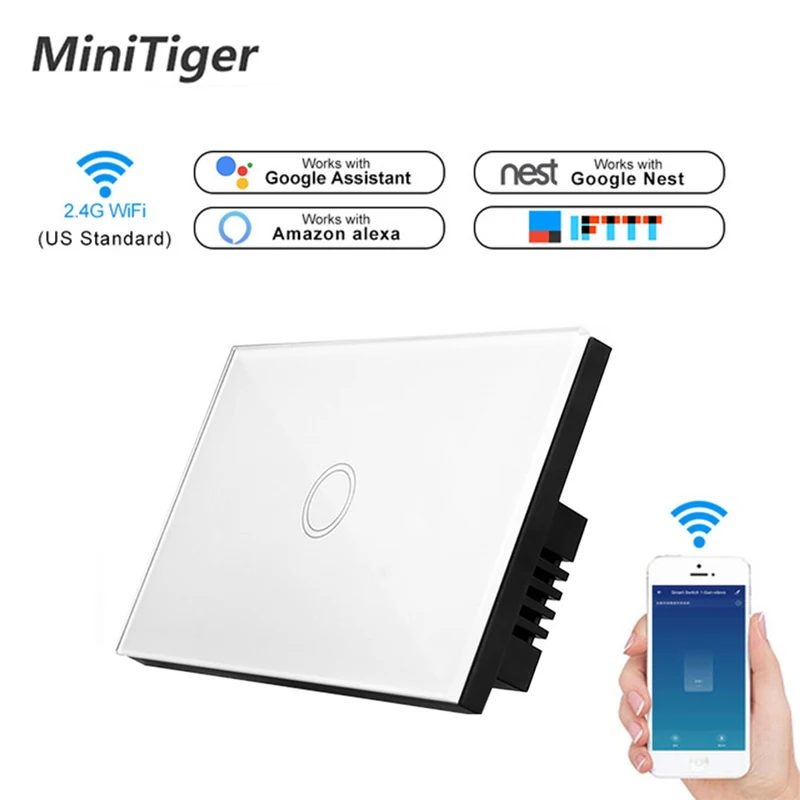 Умный сенсорный выключатель Minitiger с поддержкой Wi Fi и управлением через